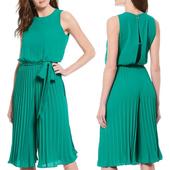 NEW! Vince Camuto Pleated Wide-Leg  Green Jumpsuit Jumper, Size 2 - Picture 1 of 14